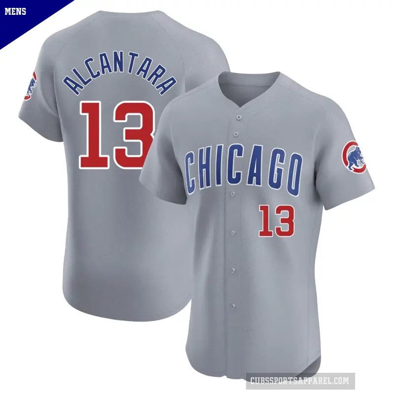 Men's No.13 Kevin Alcantara Chicago Cubs Gray Elite Road Jersey