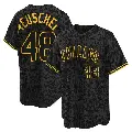 Men's No.48 Rick Reuschel Chicago Cubs Black Replica Snake Skin City Jersey