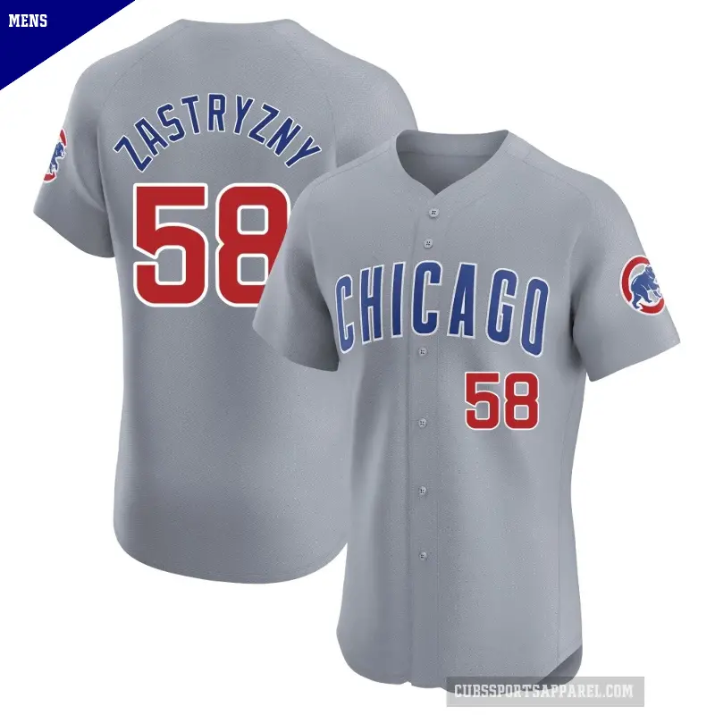 Men's No.58 Rob Zastryzny Chicago Cubs Gray Elite Road Jersey