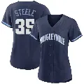 Women's No.35 Justin Steele Chicago Cubs Navy Replica 2021 City Connect Jersey