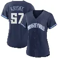 Women's No.57 Brooks Kriske Chicago Cubs Navy Replica 2021 City Connect Jersey