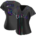 Women's No.8 Joe Girardi Chicago Cubs Black Replica Holographic Alternate Jersey