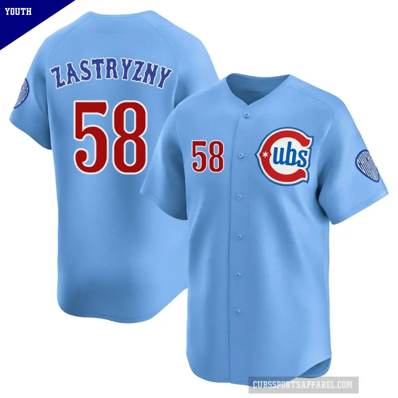 Youth No.58 Rob Zastryzny Chicago Cubs Royal Limited 2nd Alternate Jersey